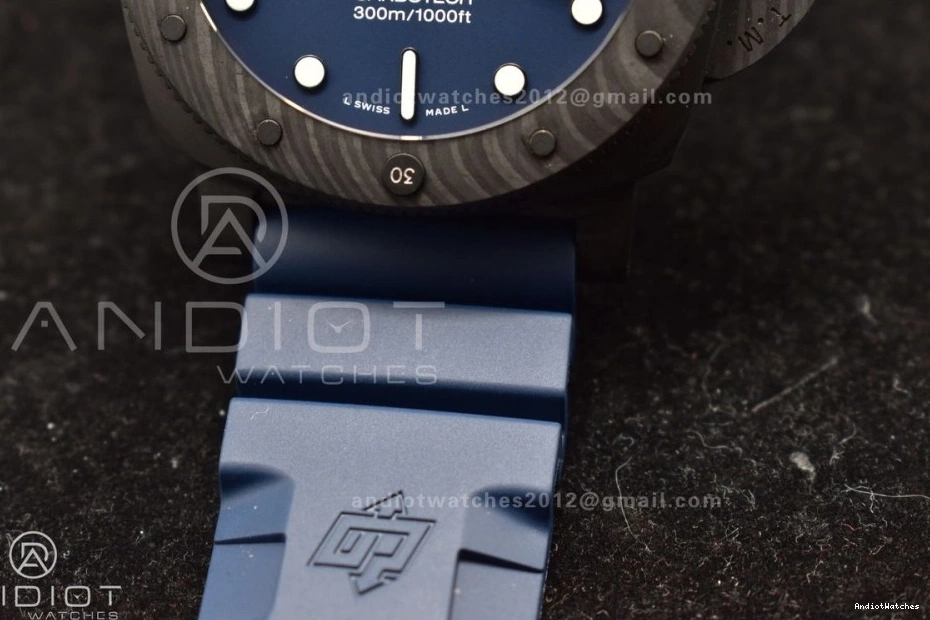 Dial W 439 Trendsetting P Best Carbotech SBF Blue 1:1 Blue Rubber Edition Strap PAM1232 on 0124